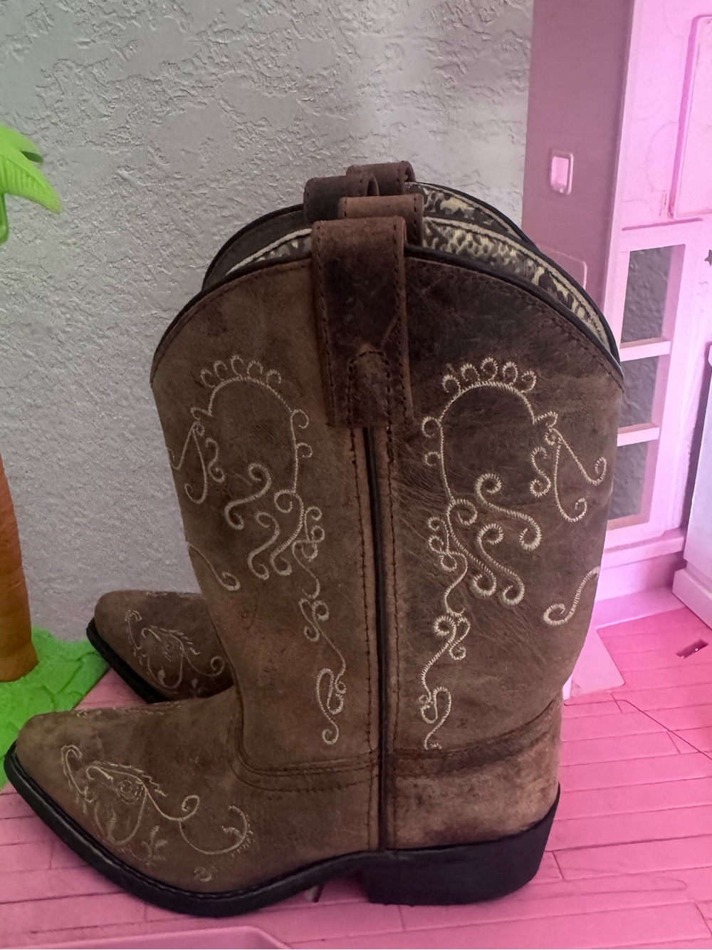 Brown Suede Embroidered Western Cowboy Boots
